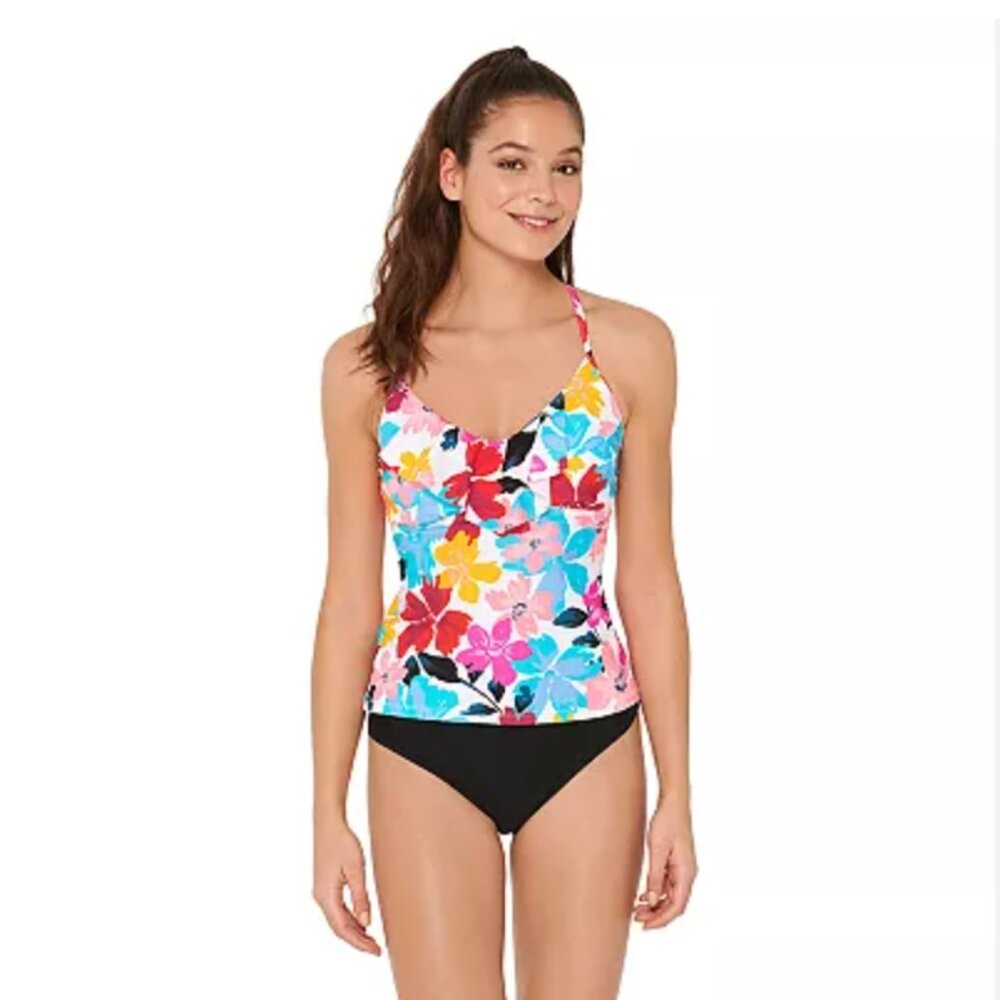 Tropical Floral Swimsuit w/Ruffles TOP ONLY - Lg